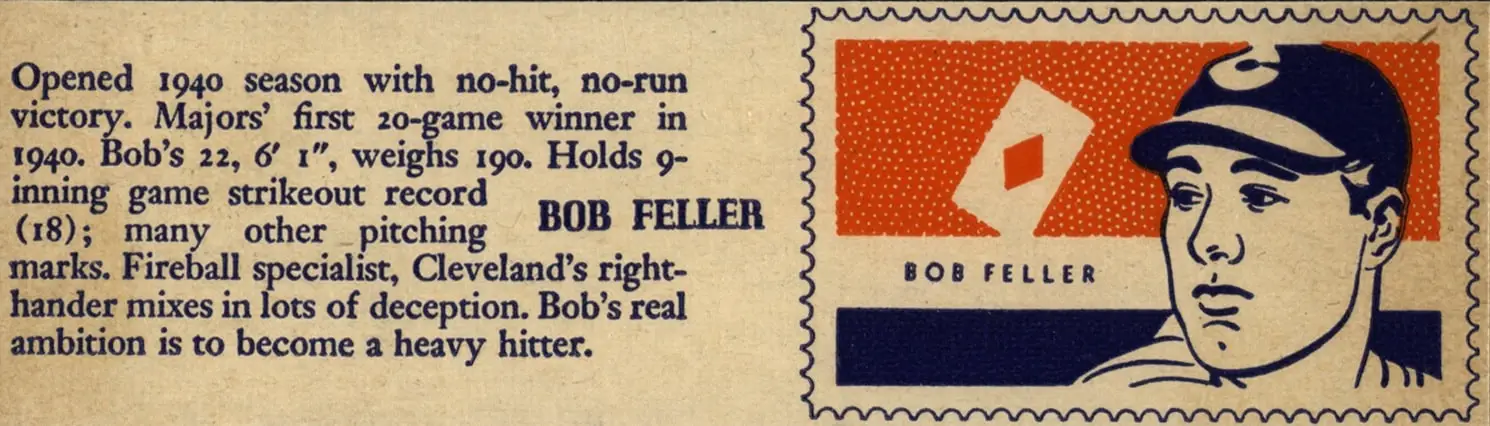 Original Vintage 1952 Topps Bob Feller Baseball Card #1426611