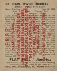 1939 Play Ball Baseball Sample